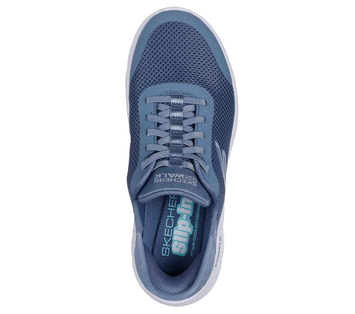 Women's blue slip-on trainer with lace-up front and cushioned sole