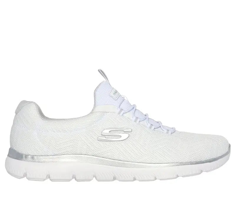 Skechers stretch-laced pull on: Summits - Artistry Chic - White/Silver - 150119 WSL