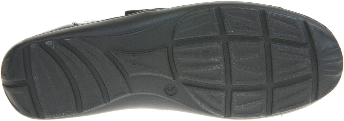 Navy shoe outsole tread view