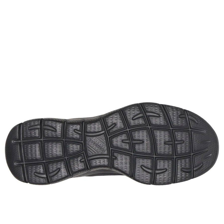 Men's black trainer outsole with textured rubber tread pattern