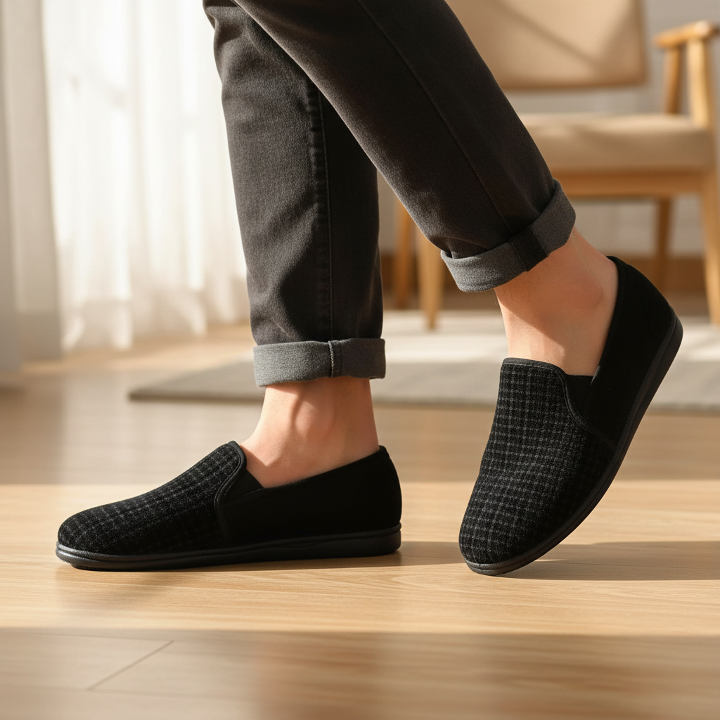 Padders Albert – Men's Slipper – Black Check