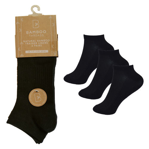 Ladies Bamboo Trainer Socks - Black