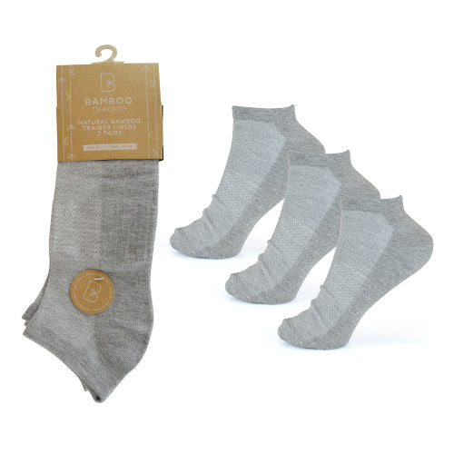 Mens Bamboo Trainer Socks - Grey