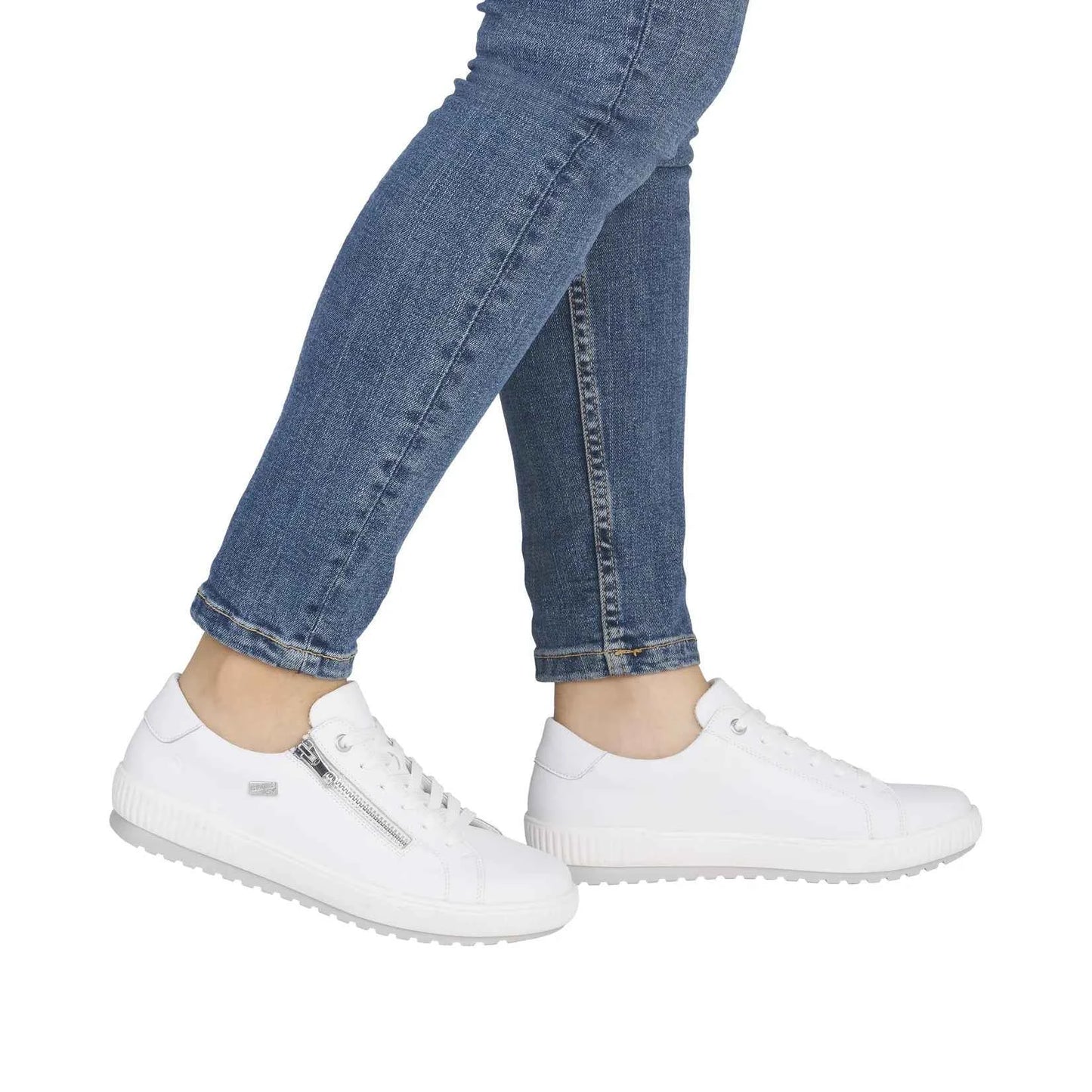 Remonte D0700-80 Women's White Leather Lace-Up Shoe