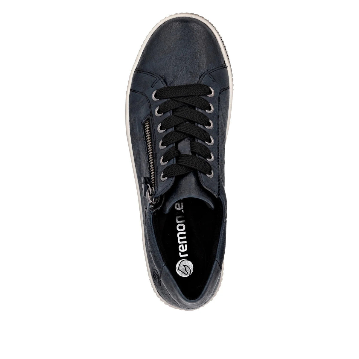 Remonte lace-up sneakers in dark blue with side zipper and cushioned lining
