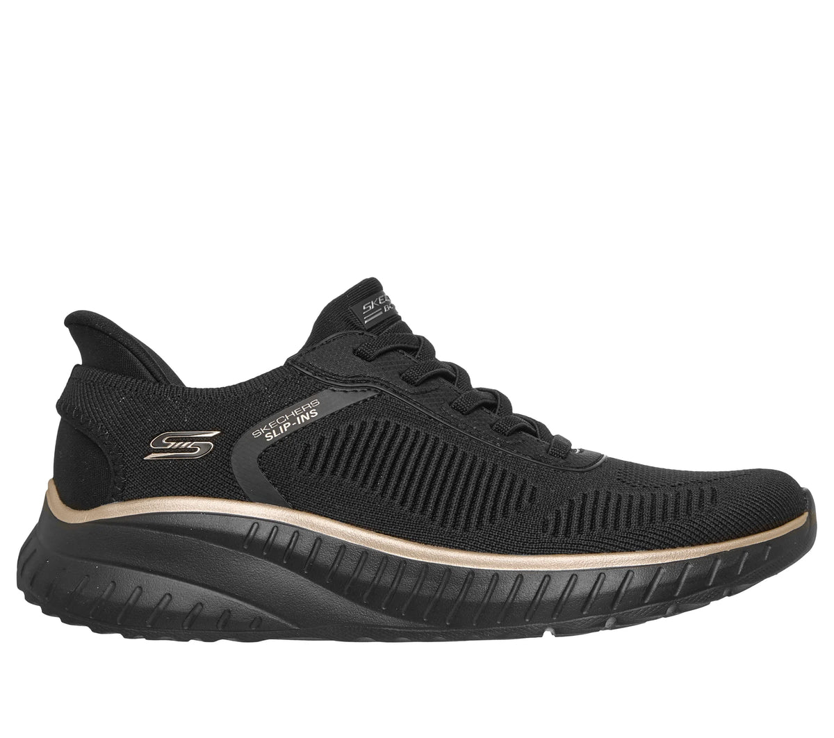 Skechers Slip-ins BOBS Sport Squad Chaos – Women's Trainer – Black/Rose Gold – 117497 BKRG