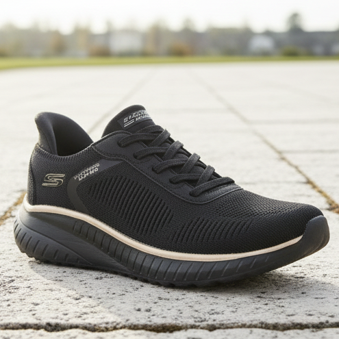 Skechers Slip-ins BOBS Sport Squad Chaos – Women's Trainer – Black/Rose Gold – 117497 BKRG