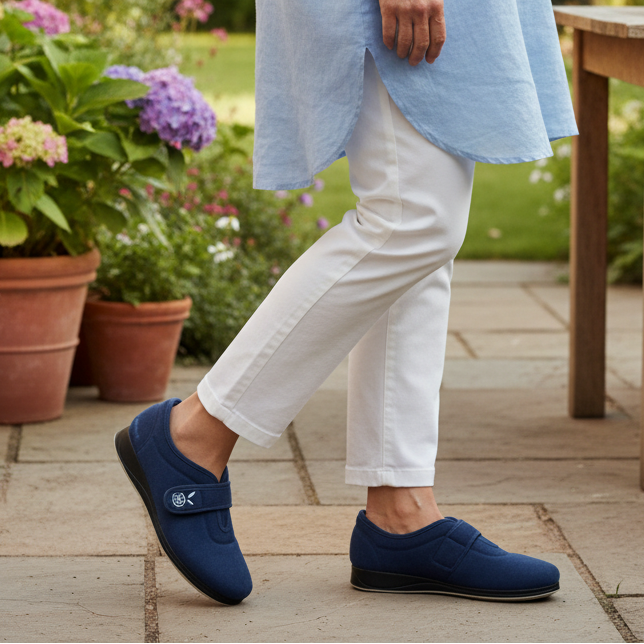 Padders Camilla – Women's Extra-Wide Slipper – Denim