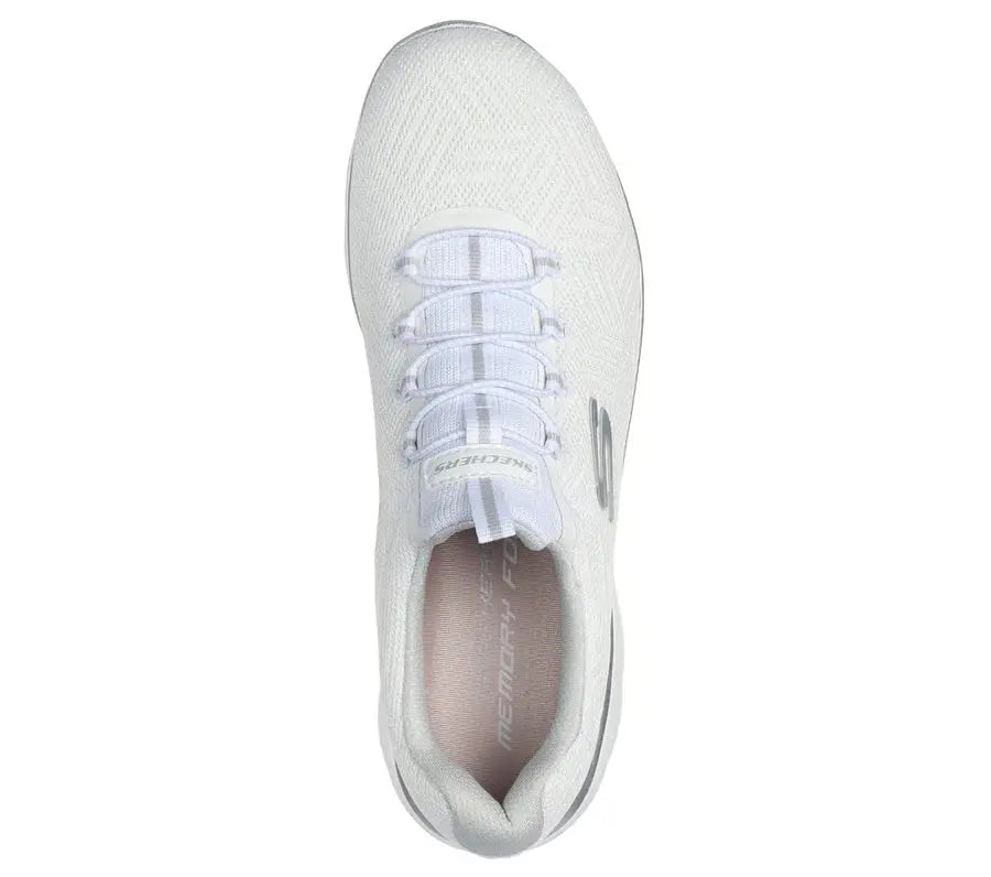 Skechers stretch-laced pull on:  Summits - Artistry Chic - White/Silver - 150119 WSL