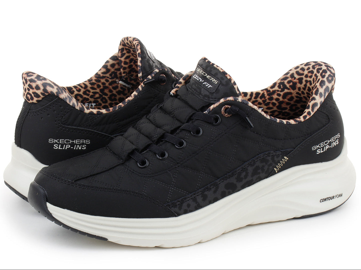 Skechers Hands Free Slip-ins Contour Foam Cozy Fit Leopard Dream – Women's Trainers – Black – 150419 BLK