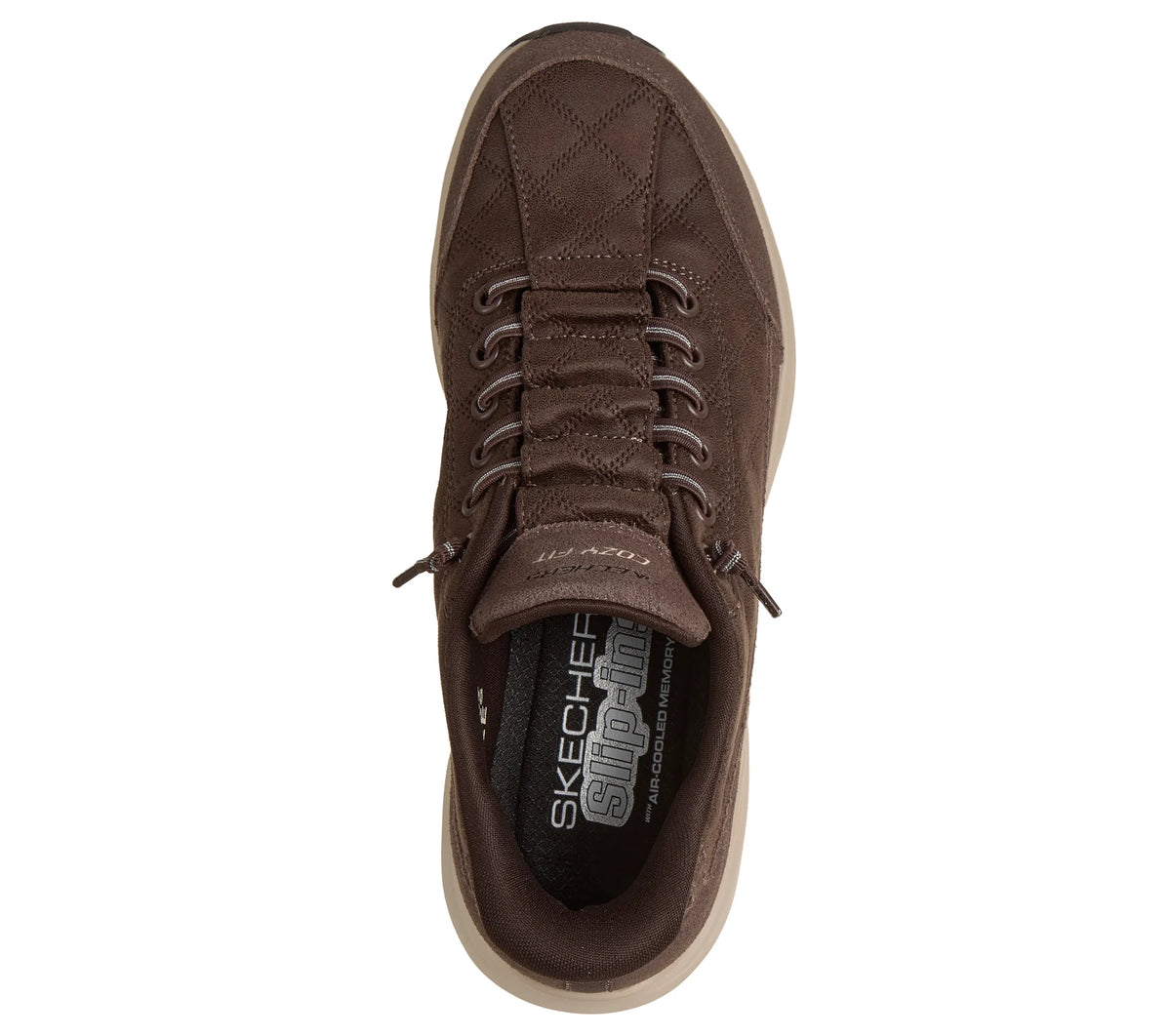 Women's brown lace-up sneaker with padded tongue and collar