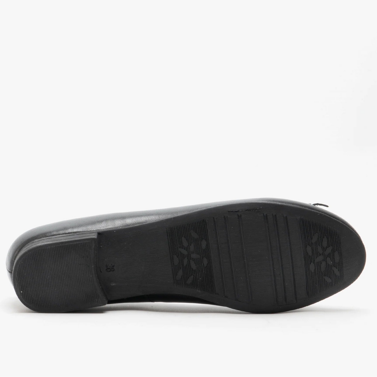Navy leather ballerina shoe outsole with textured rubber tread