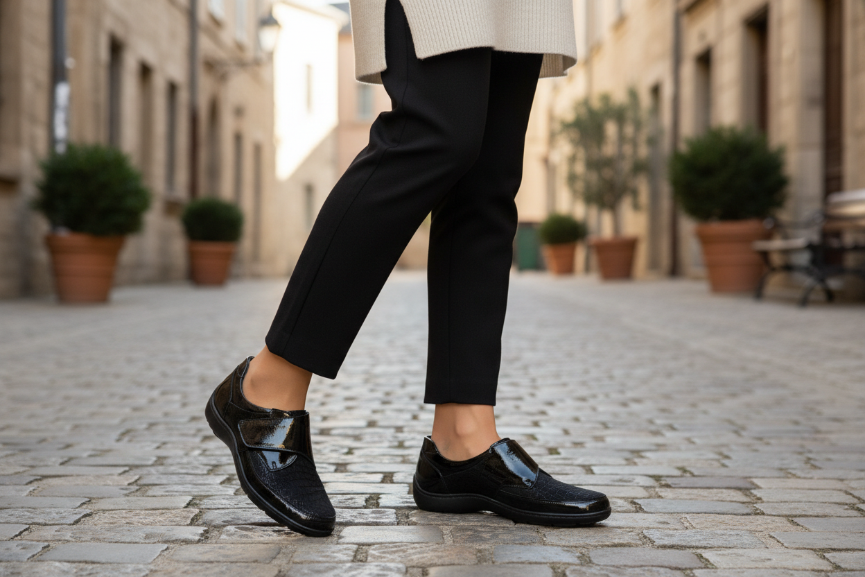Waldlaufer Henni 496H31 – Black Patent | Women's Wide-Fit Patent Leather Shoe
