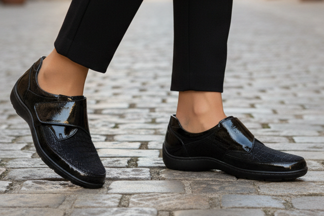 Waldlaufer Henni 496H31 – Black Patent | Women's Wide-Fit Patent Leather Shoe