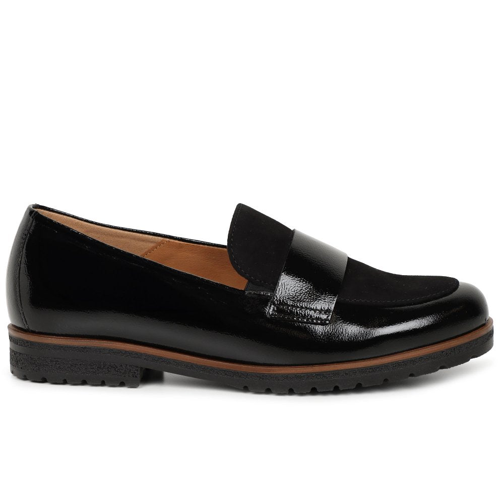 Gabor Elder – Women's Loafer – Black Patent Combi – 4005.01.002