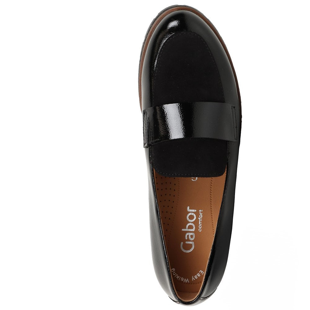 Gabor Elder – Women's Loafer – Black Patent Combi – 4005.01.002