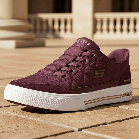 Wine women's lace-up sneaker with side S logo and textured white sole