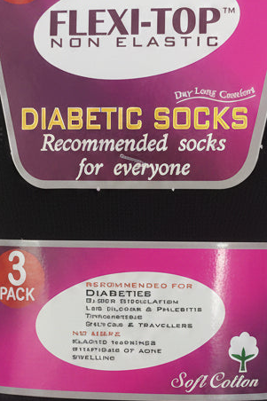 Ladies Flexi-Top Non Elastic Socks 3 Pack - Black