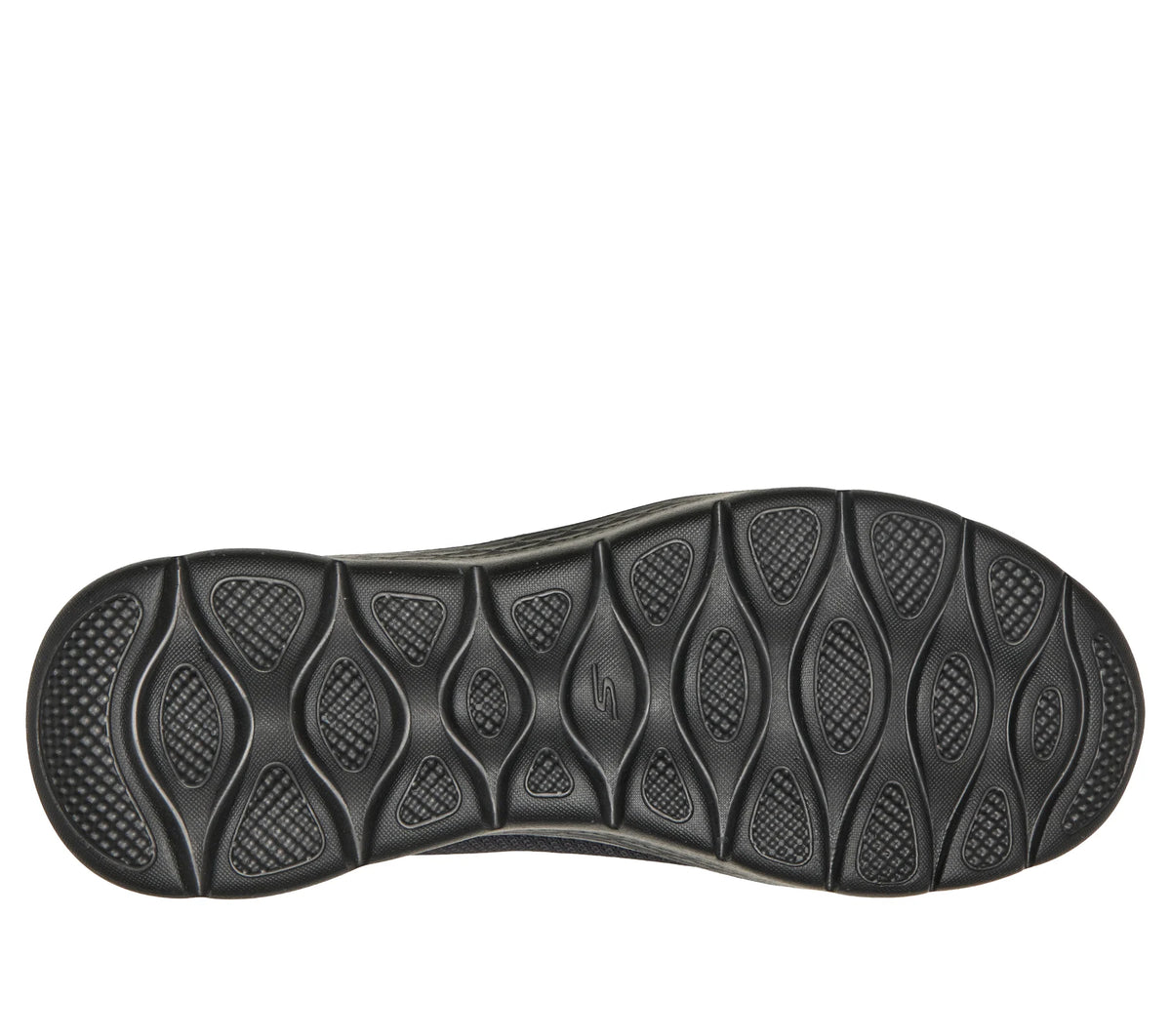 Black Skechers trainer outsole with patterned traction pods