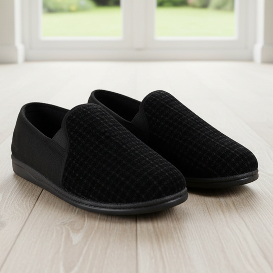 Padders Albert – Men's Slipper – Black Check