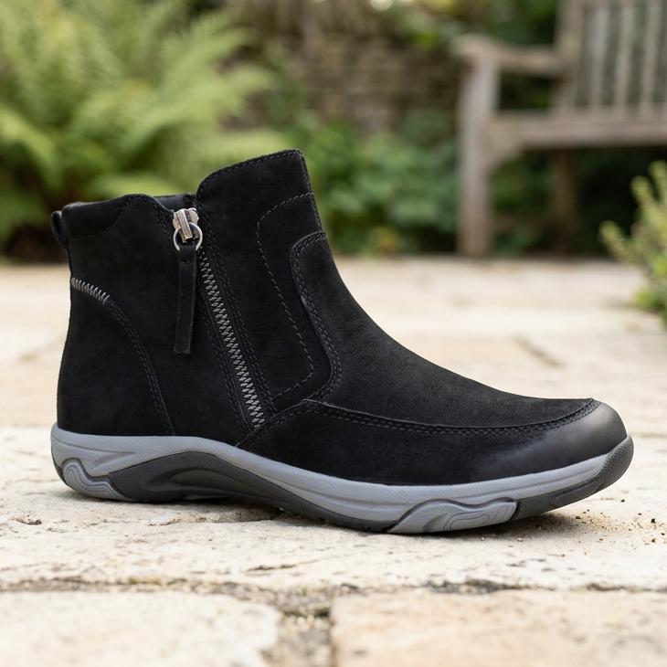 Free Spirit Veda – Black – Women's Leather Ankle Boot