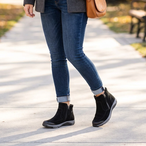 Free Spirit Veda – Black – Women's Leather Ankle Boot