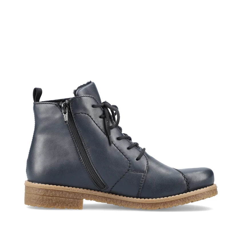 Rieker 73500 – Women's Lace-Up Ankle Boot – Blue – 73500-14