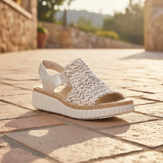 Rieker Women's Wedge Sandal - Beige | 69276-60