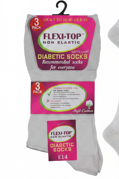 Ladies Flexi-Top Non Elastic Socks 3 Pack – White