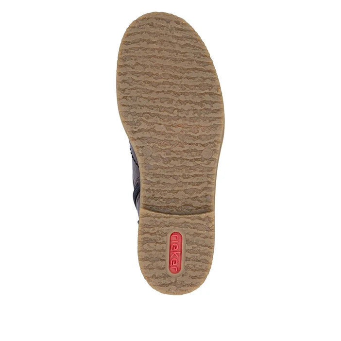Boot outsole with textured tread and Rieker logo at the heel.