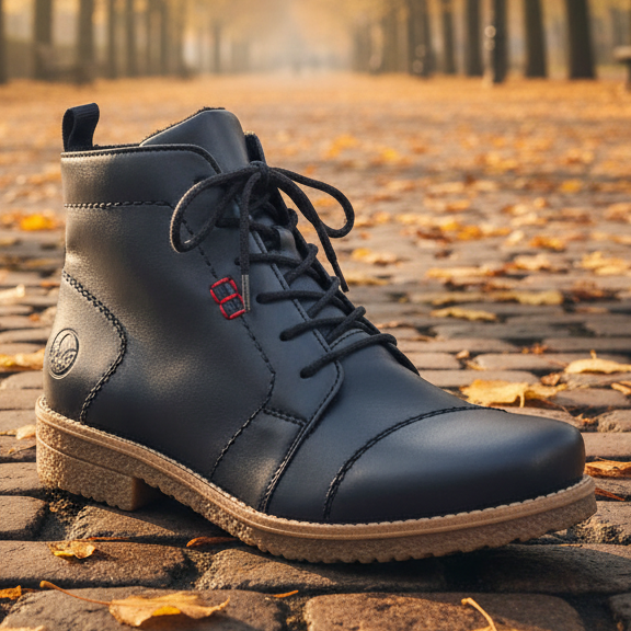 Rieker 73500 – Women's Lace-Up Ankle Boot – Blue – 73500-14