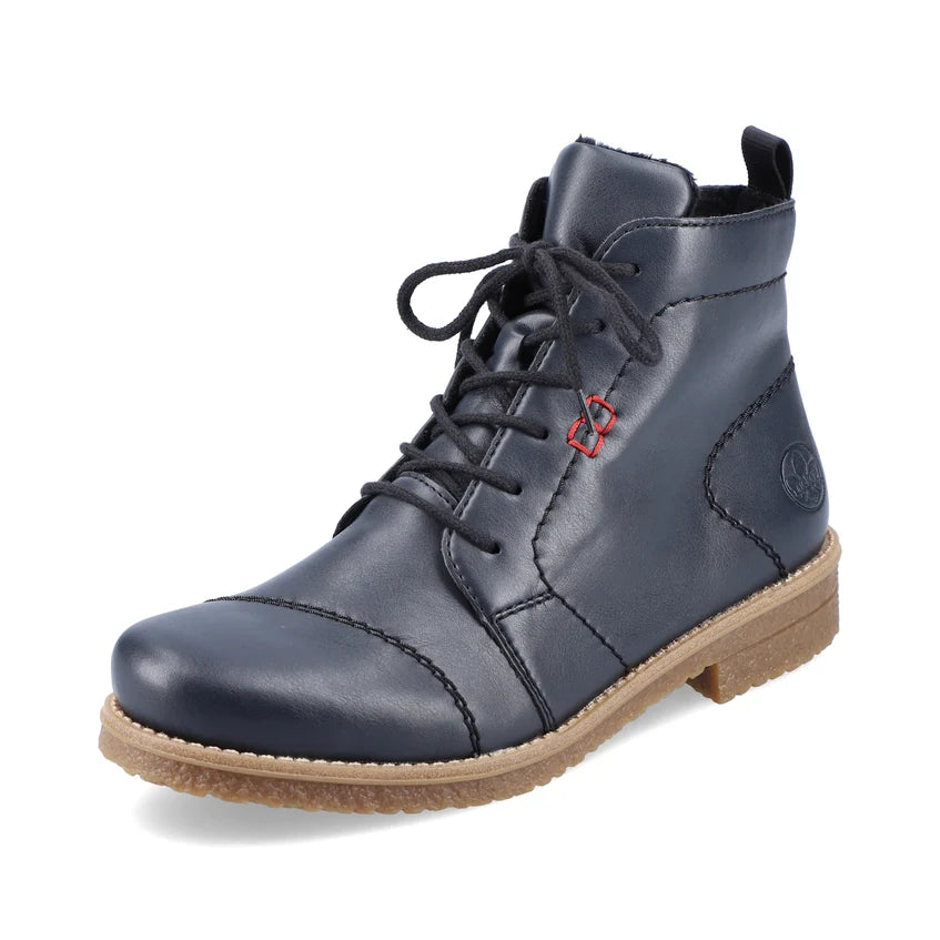 Rieker 73500 – Women's Lace-Up Ankle Boot – Blue – 73500-14