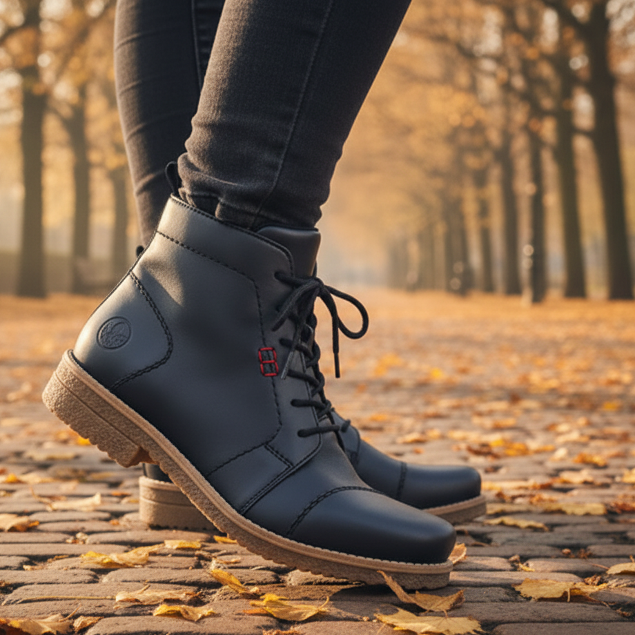 Rieker 73500 – Women's Lace-Up Ankle Boot – Blue – 73500-14