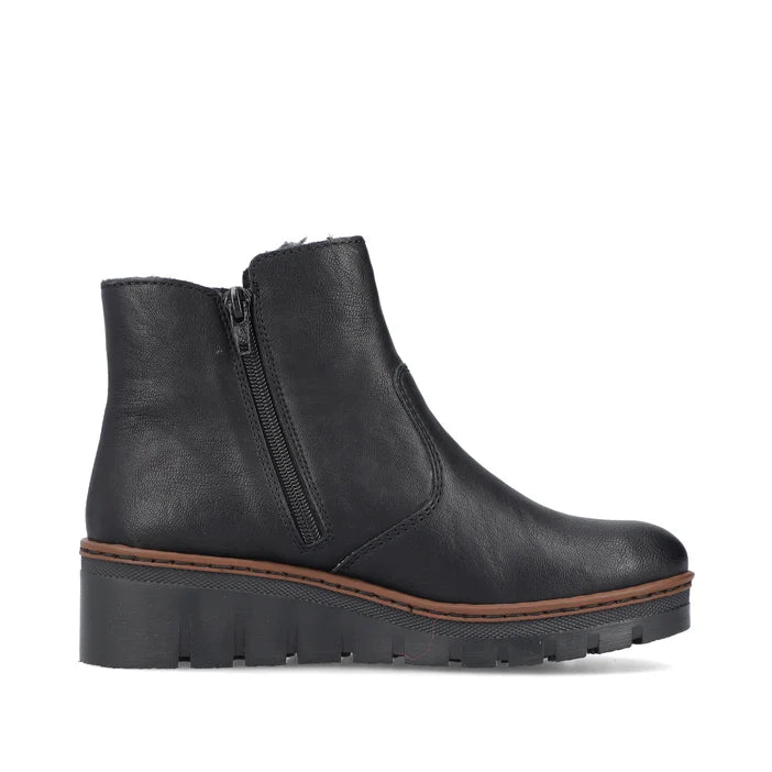Rieker X9165-00 – Black – Women's Zip Ankle Boot