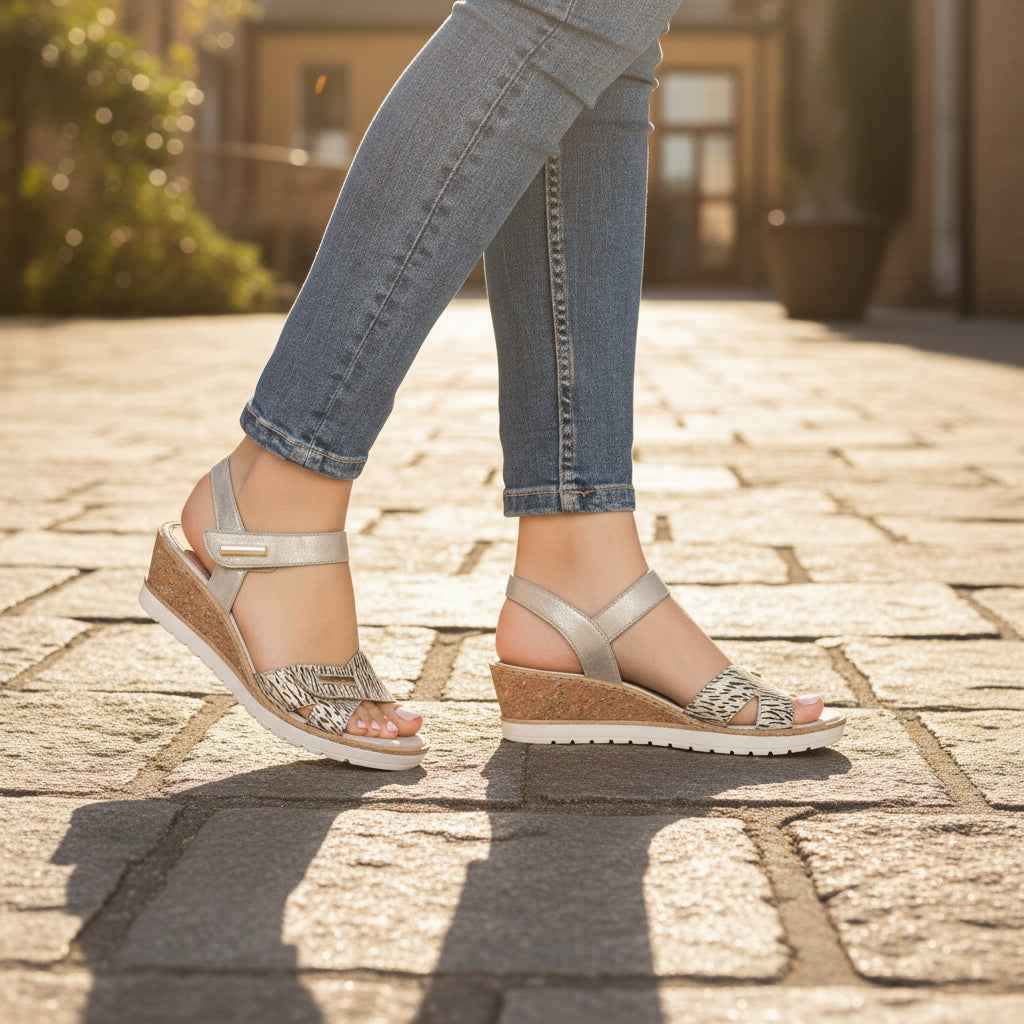 remonte Women's Wedge Sandal - Gold | R6266-90