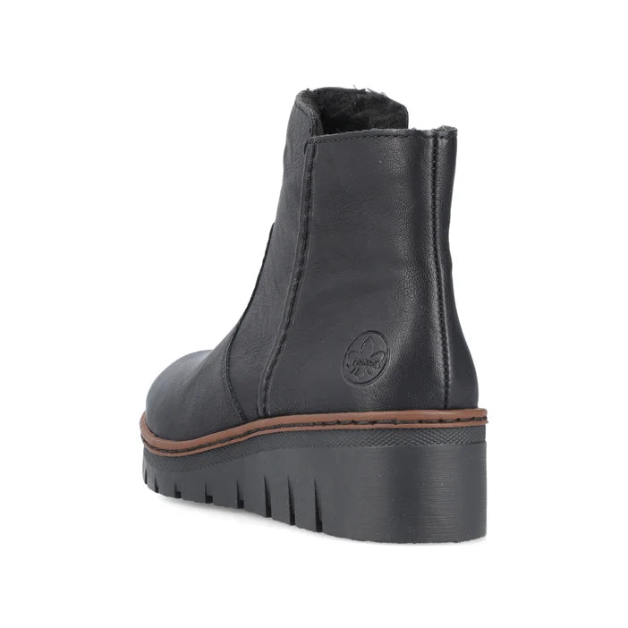 Rieker X9165-00 – Black – Women's Zip Ankle Boot