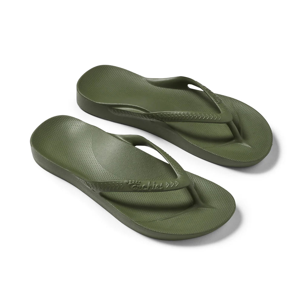 Archies Arch Support Flip Flops - Olive