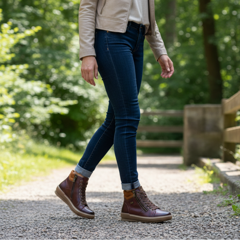 Remonte D0772-37 – Women's Lace-Up Boot – Red Combi