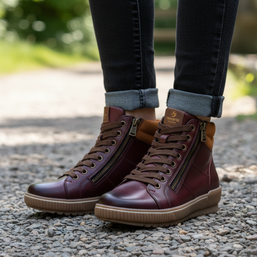 Remonte D0772-37 – Women's Lace-Up Boot – Red Combi