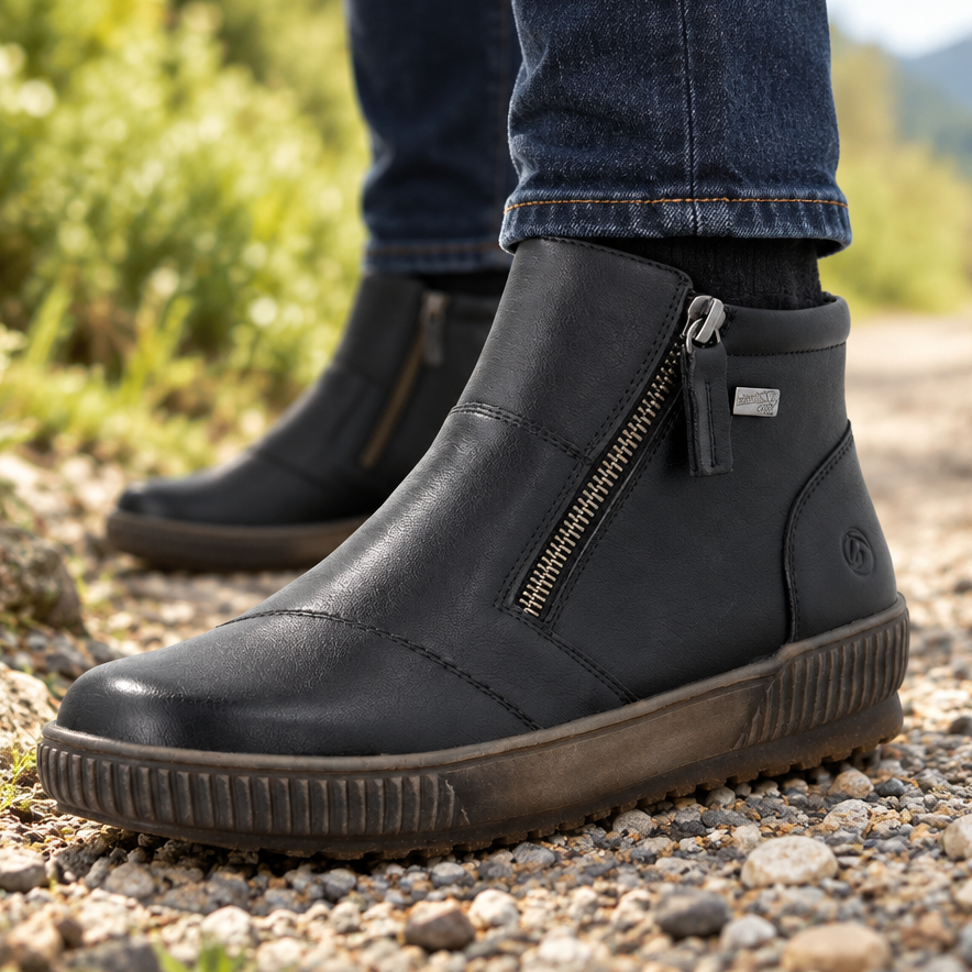 Remonte D0783-00 – Women's Leather Ankle Boot – Black