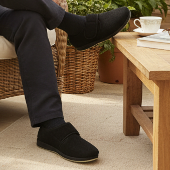 Panda Eli – Men's Slippers – Black Microsuede *COMING SOON DUE MID SEPTEMBER*