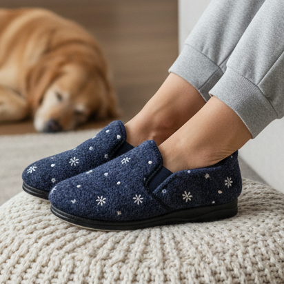 Panda Eleanor STEPPINS – Women's Hands-Free Slippers – Navy Flower *COMING SOON DUE MID SEPTEMBER*