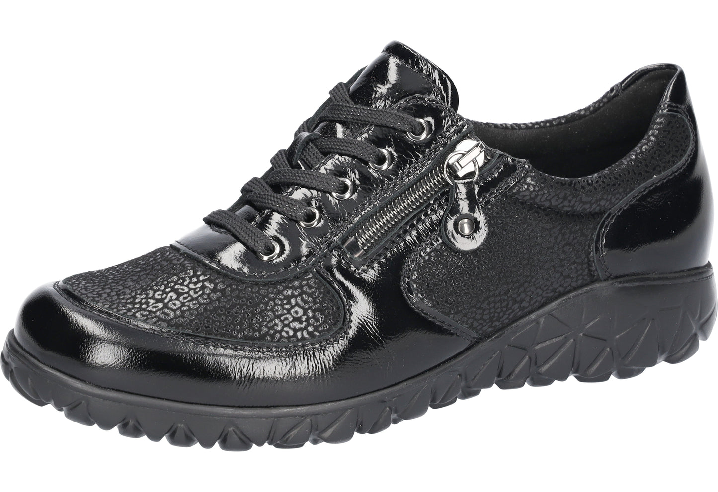 Waldlaufer Havy Soft – Women's Wide-Fit Trainer – Black Patent – H89001-254-001
