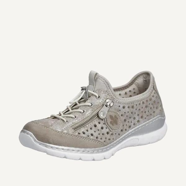 Gray sneaker with white sole on a white background