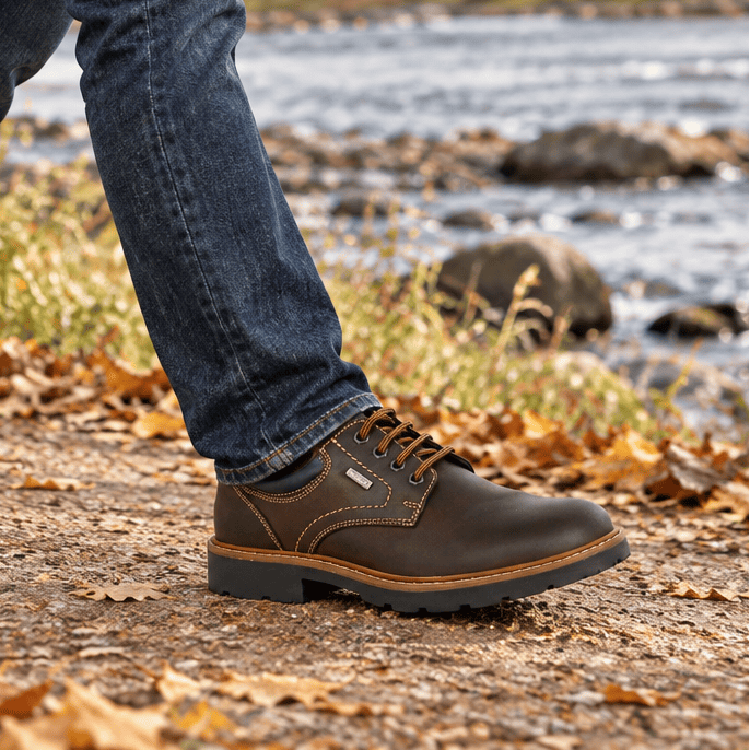 Imac brown lace-up shoe with stitched vamp and chunky tread sole