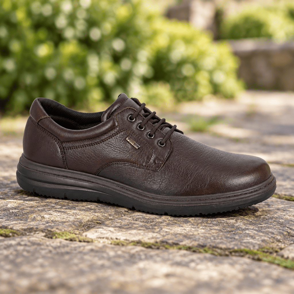 Imac extra-wide waterproof brown lace-up shoe, black sole