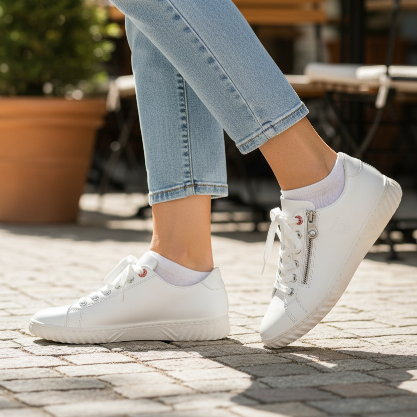 Rieker N0900 – Women's Antistress Zip Shoe – White – N0900-81
