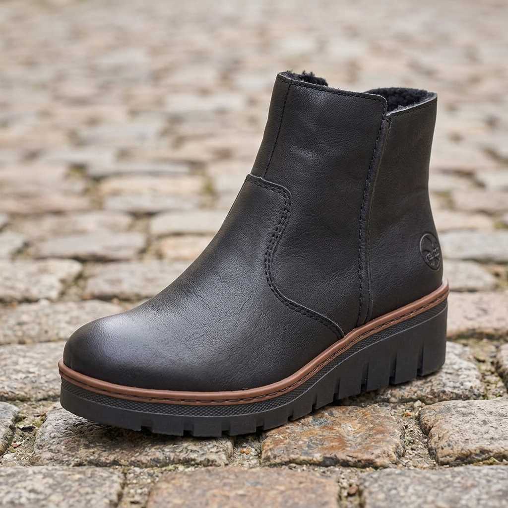 Rieker X9165-00 – Black – Women's Zip Ankle Boot