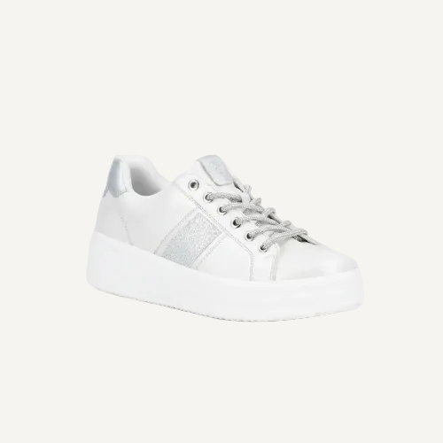 White sneaker on a light gray background