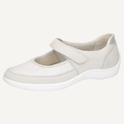 Waldlaufer Henni 496H33 – Cement Argento | Women's Wide-Fit Leather Shoe